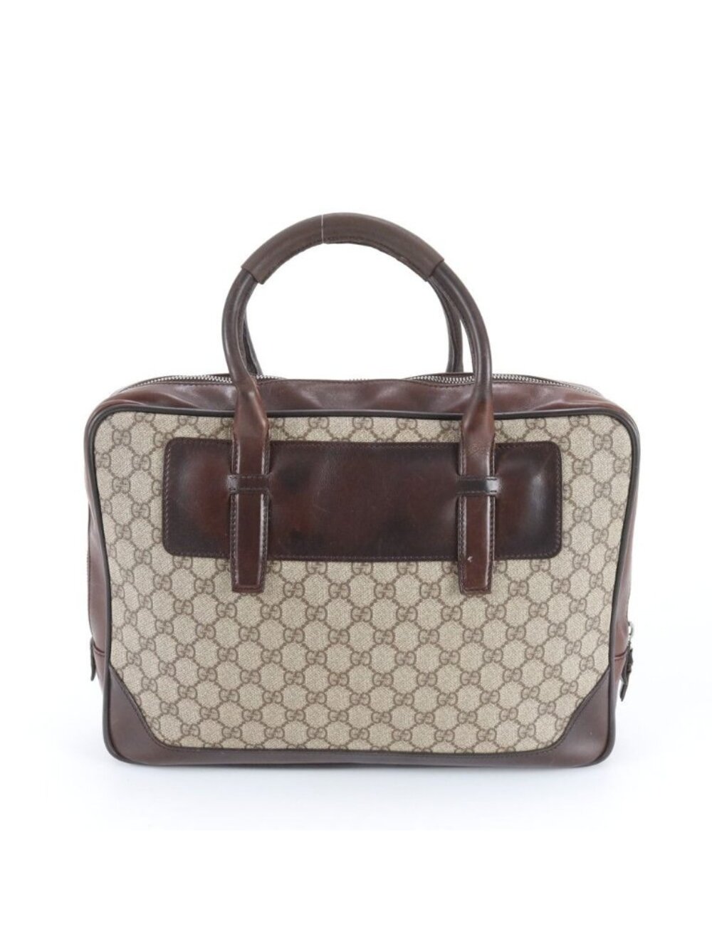 Gucci GG Canvas Leather Business Document Briefcase Tote Brown Ree - Picture 3 of 11